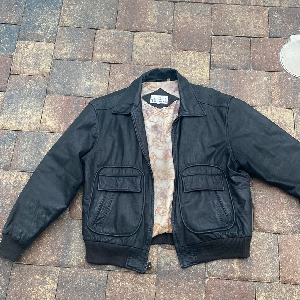 Leather zip up jacket